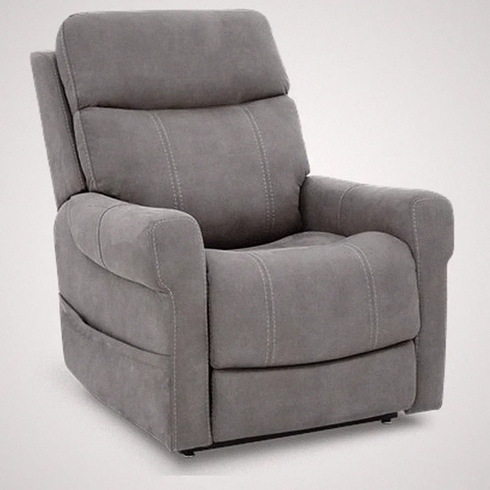 Pemberly Row Fabric Power Lift Recliner with 3 Zone Heat in Stonewash Dove