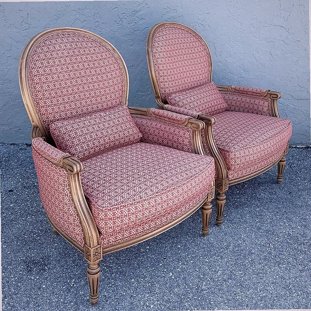 Vintage French Provincial Lounge Chairs by Ethan Allen - A Pair